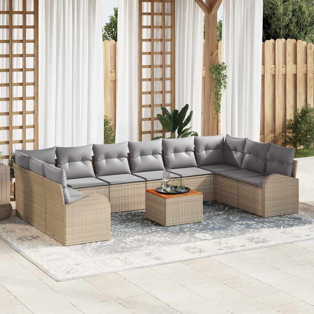Tuinbankenset met kussen 11 pcs Beige poly rattan is nu te koop bij PeponiXL, paradijselijk wonen!