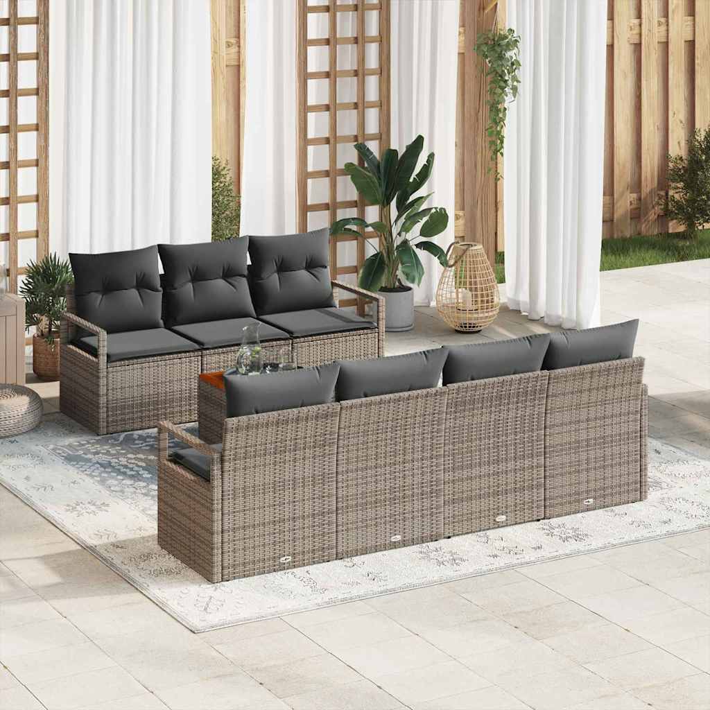 Tuinbankenset met kussen 8 pcs Grijs poly rattan is nu te koop bij PeponiXL, paradijselijk wonen!