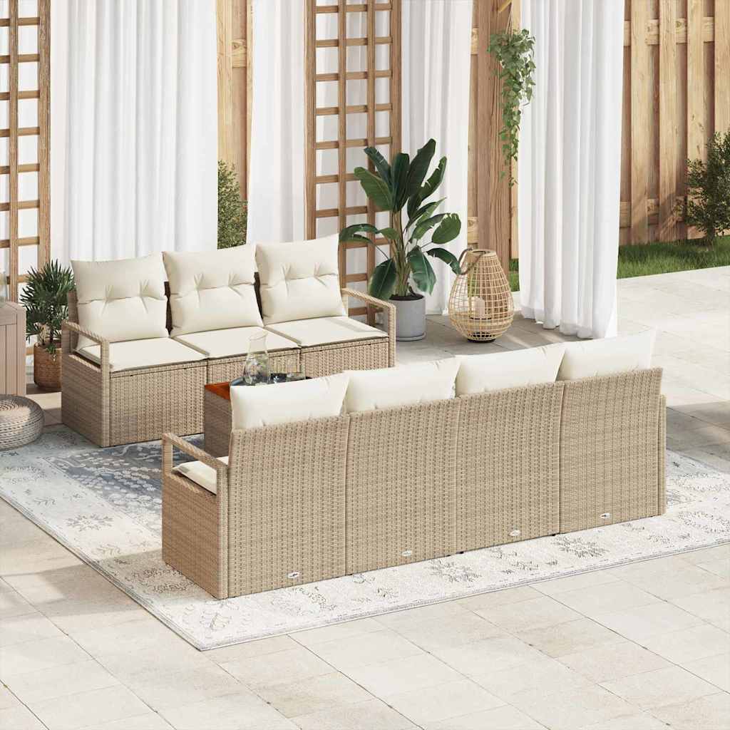 Tuinbankenset met kussen 8 pcs Beige poly rattan is nu te koop bij PeponiXL, paradijselijk wonen!