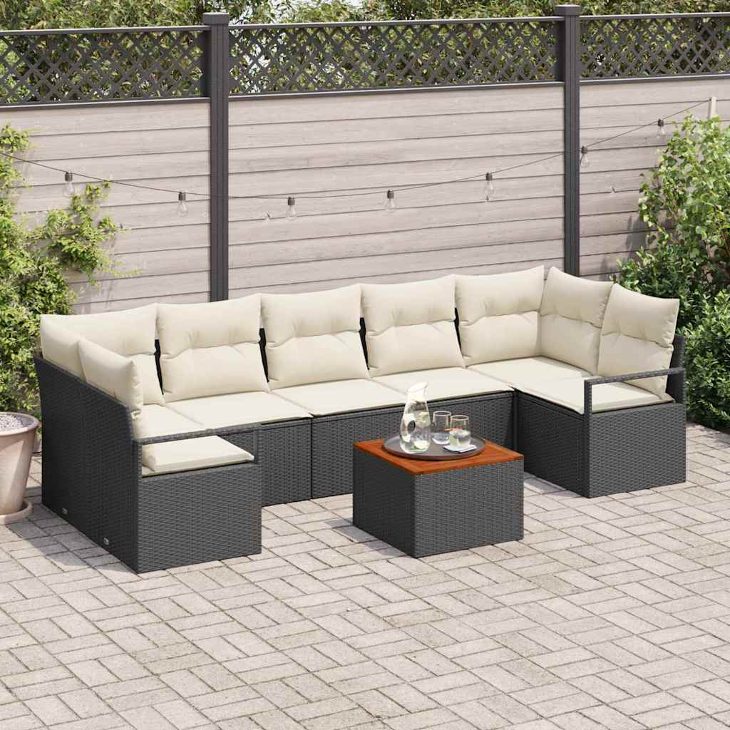 Tuinbankenset 8 st Zwart poly rattan is nu te koop bij PeponiXL, paradijselijk wonen!