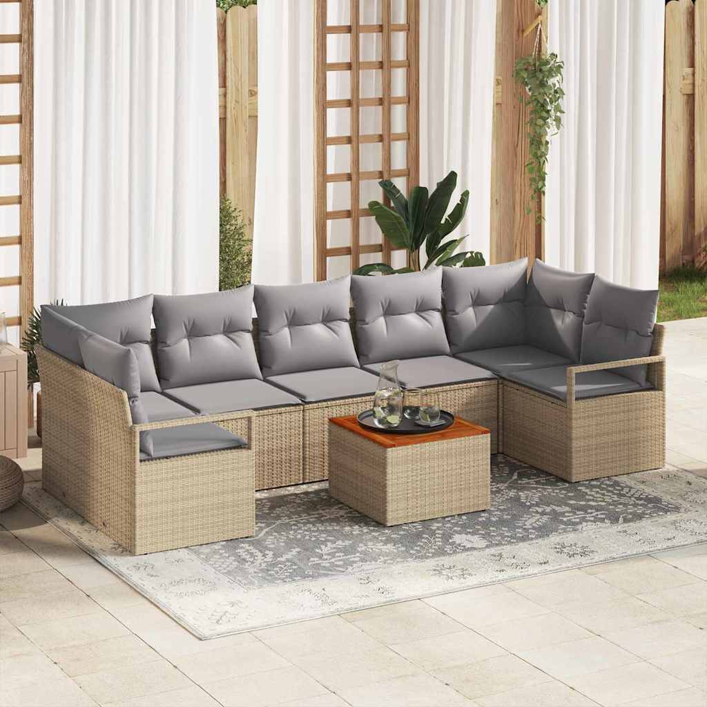 Tuinbankenset met kussen 8 pcs Beige poly rattan is nu te koop bij PeponiXL, paradijselijk wonen!