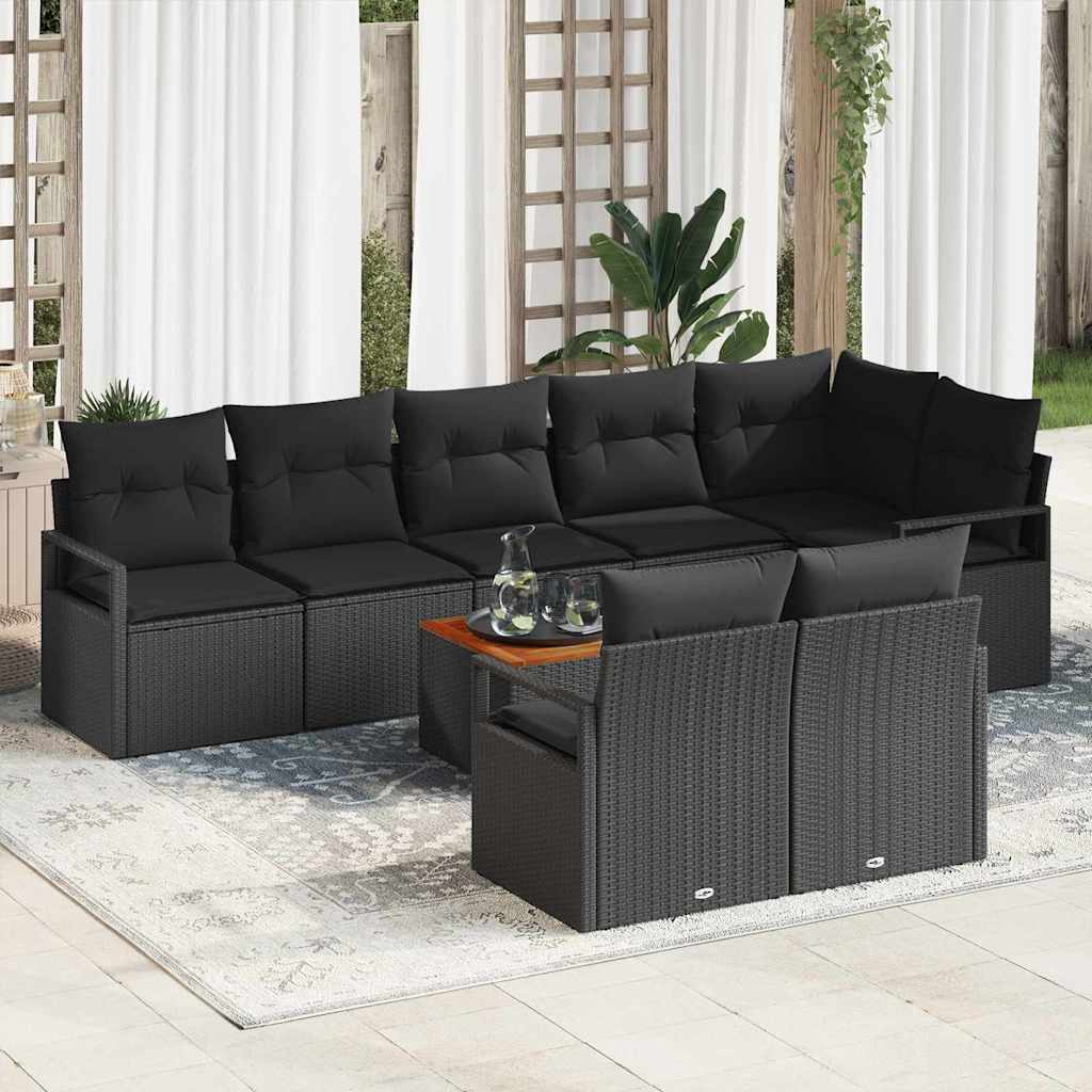 Tuinbankenset met kussen 9 pcs Zwart poly rattan is nu te koop bij PeponiXL, paradijselijk wonen!