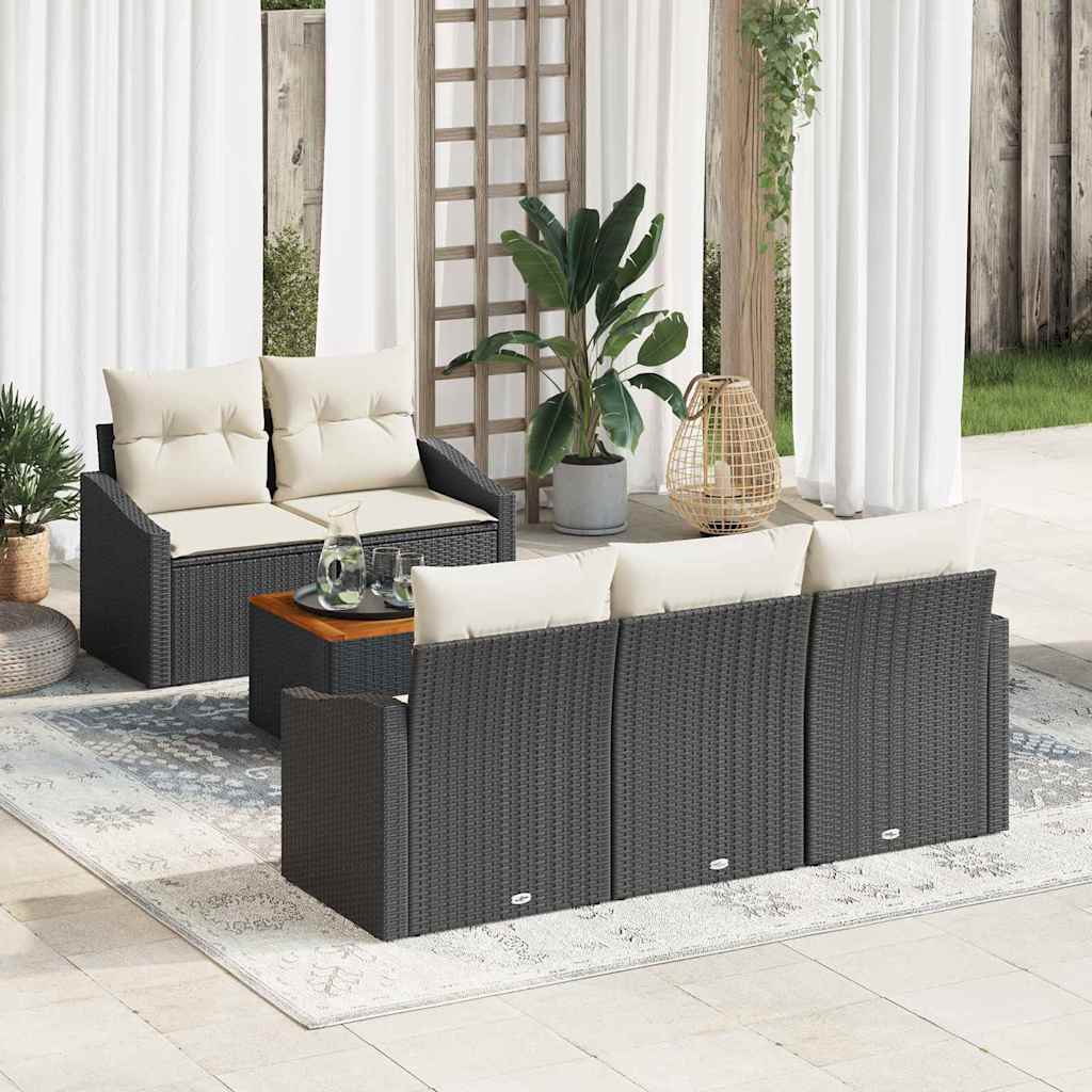 Tuinbankenset met kussen 6 pcs Zwart poly rattan is nu te koop bij PeponiXL, paradijselijk wonen!