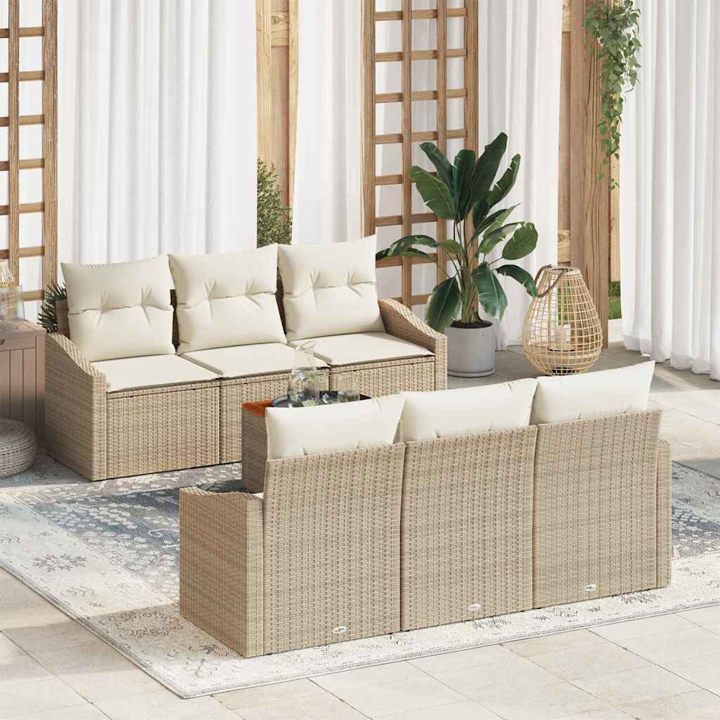 Tuinbankenset met kussen 7 pcs Beige poly rattan is nu te koop bij PeponiXL, paradijselijk wonen!