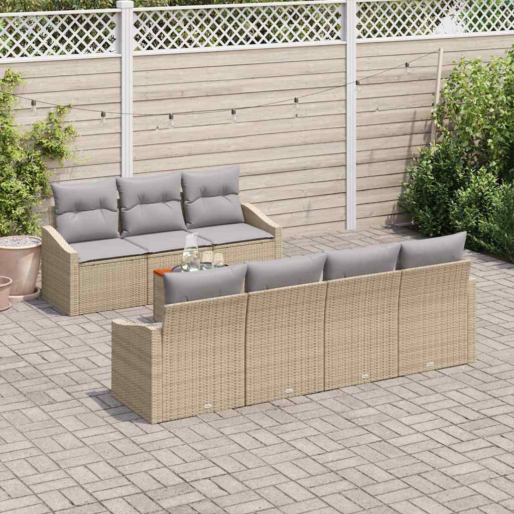 Tuinbankenset met kussen 8 pcs Beige poly rattan is nu te koop bij PeponiXL, paradijselijk wonen!