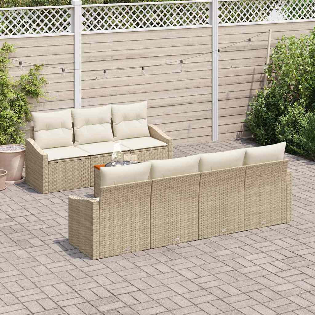 Tuinbankenset met kussen 8 pcs Beige poly rattan is nu te koop bij PeponiXL, paradijselijk wonen!
