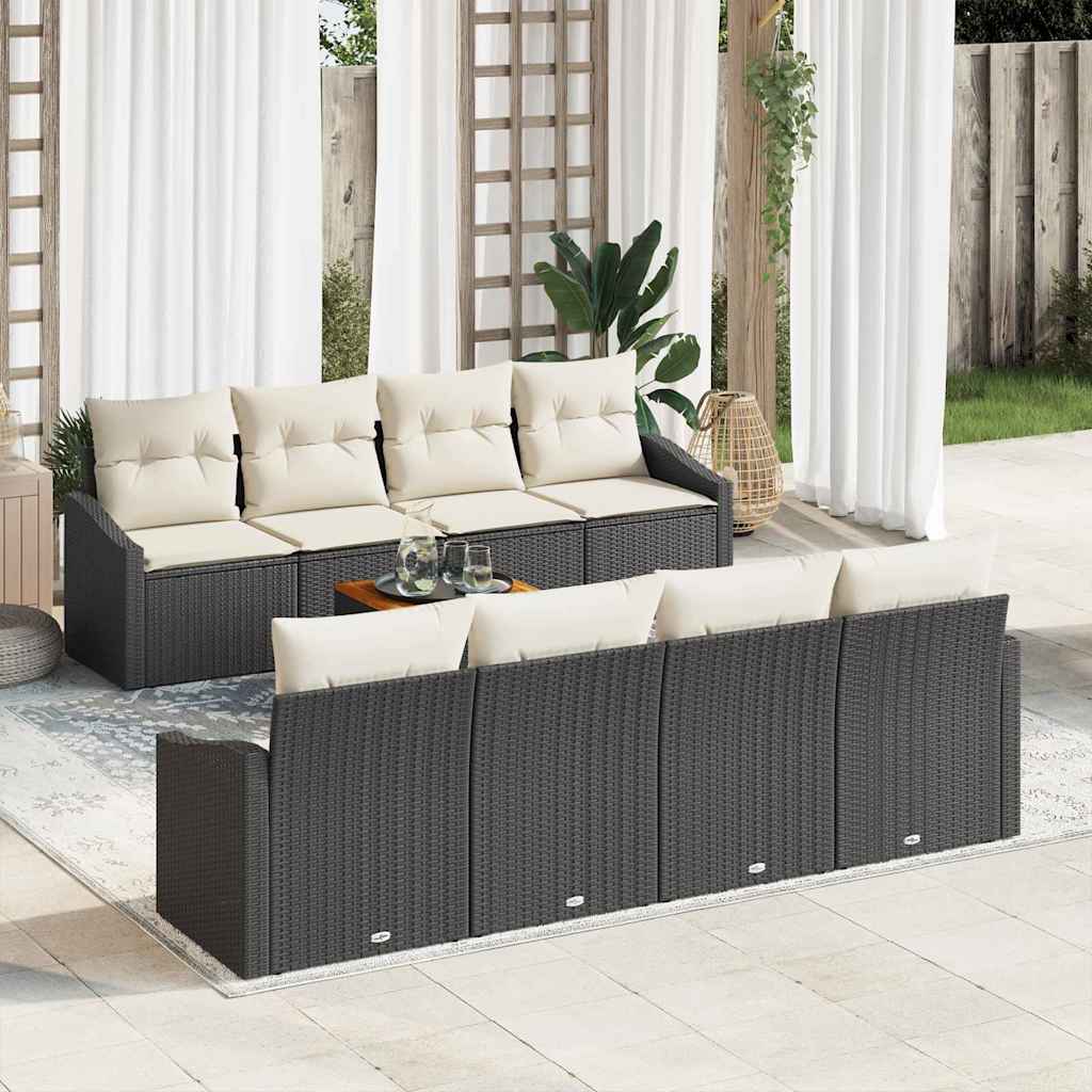 Tuinbankenset met kussen 9 pcs Zwart poly rattan is nu te koop bij PeponiXL, paradijselijk wonen!