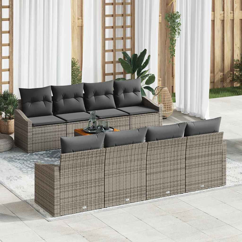 Tuinbankenset met kussen 9 pcs Grijs poly rattan is nu te koop bij PeponiXL, paradijselijk wonen!