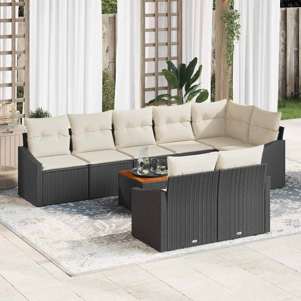 Tuinbankenset met kussen 9 pcs Zwart poly rattan is nu te koop bij PeponiXL, paradijselijk wonen!