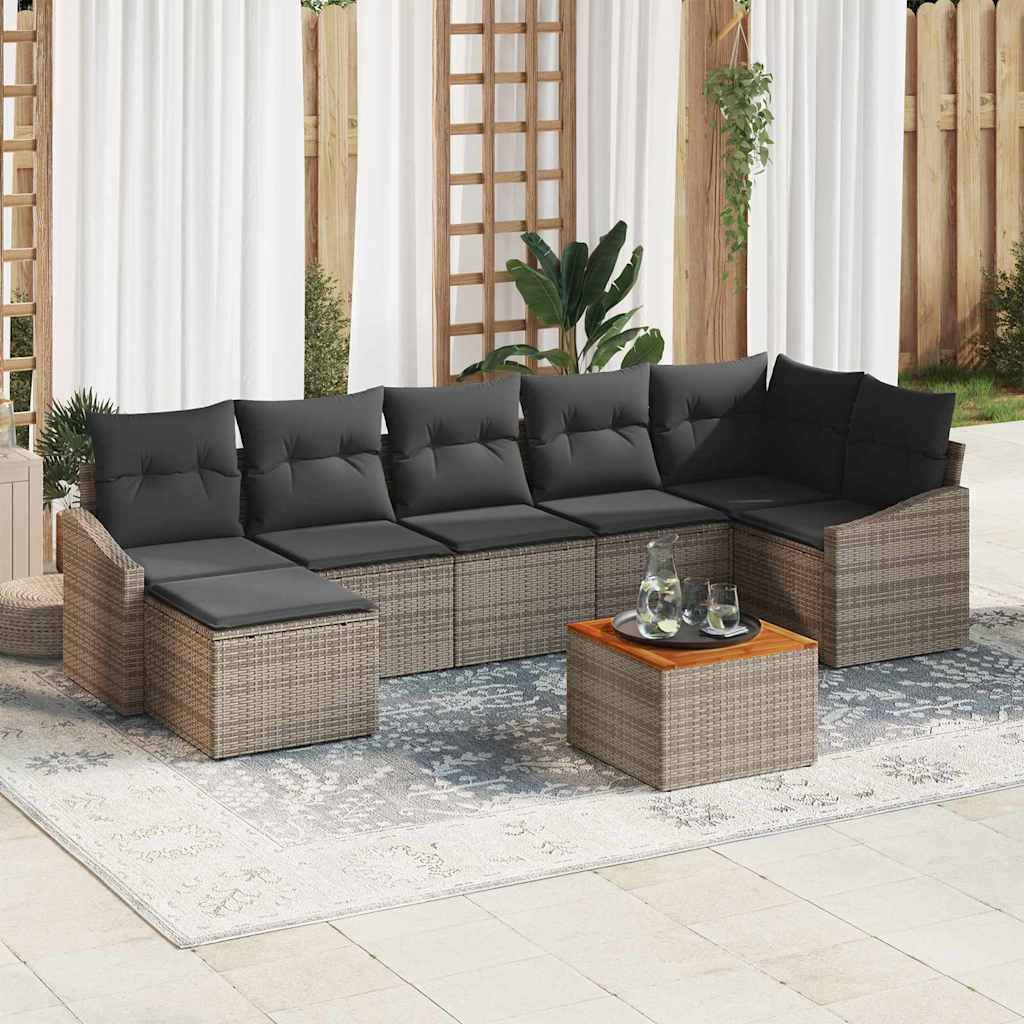 Tuinbankenset met kussen 8 pcs Grijs poly rattan is nu te koop bij PeponiXL, paradijselijk wonen!