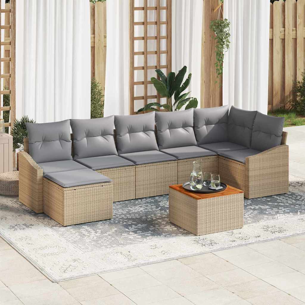 Tuinbankenset met kussen 8 pcs Beige poly rattan is nu te koop bij PeponiXL, paradijselijk wonen!