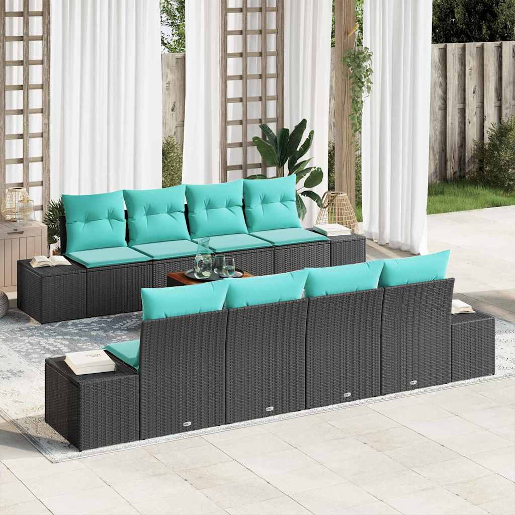 Tuinbankenset 9 st Zwart poly rattan is nu te koop bij PeponiXL, paradijselijk wonen!