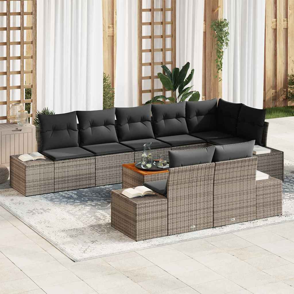 Tuinbankenset met kussen 9 pcs Grijs poly rattan is nu te koop bij PeponiXL, paradijselijk wonen!