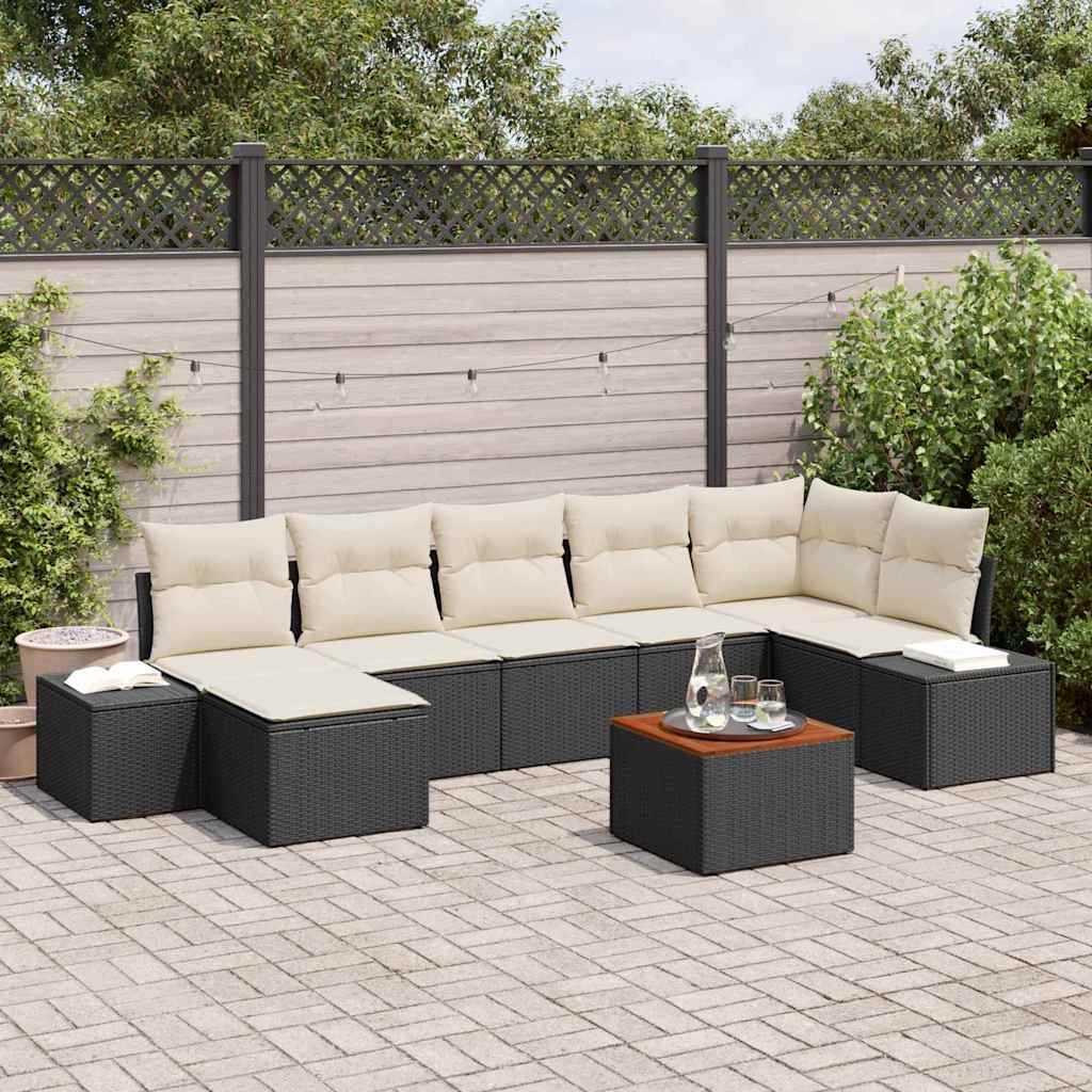 Tuinbankenset met kussen 8 pcs Zwart poly rattan is nu te koop bij PeponiXL, paradijselijk wonen!