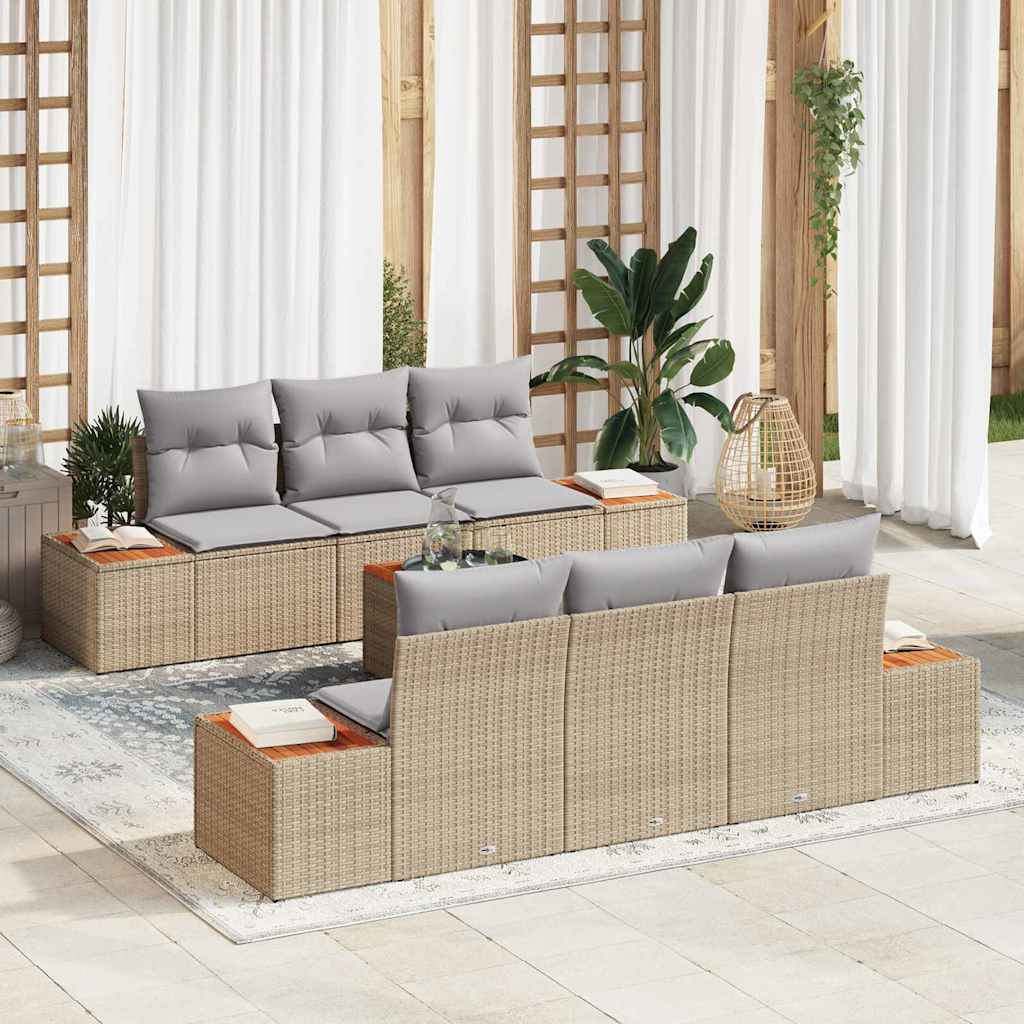 Tuinbankenset met kussen 7 pcs Beige Poly riet is nu te koop bij PeponiXL, paradijselijk wonen!