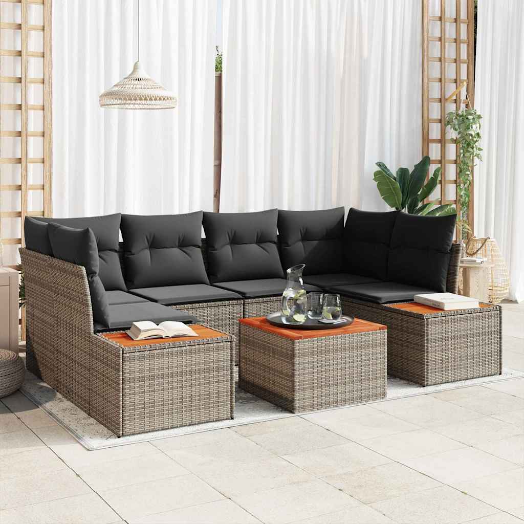 Tuinbankenset met kussen 6 pcs Grijs Poly riet is nu te koop bij PeponiXL, paradijselijk wonen!