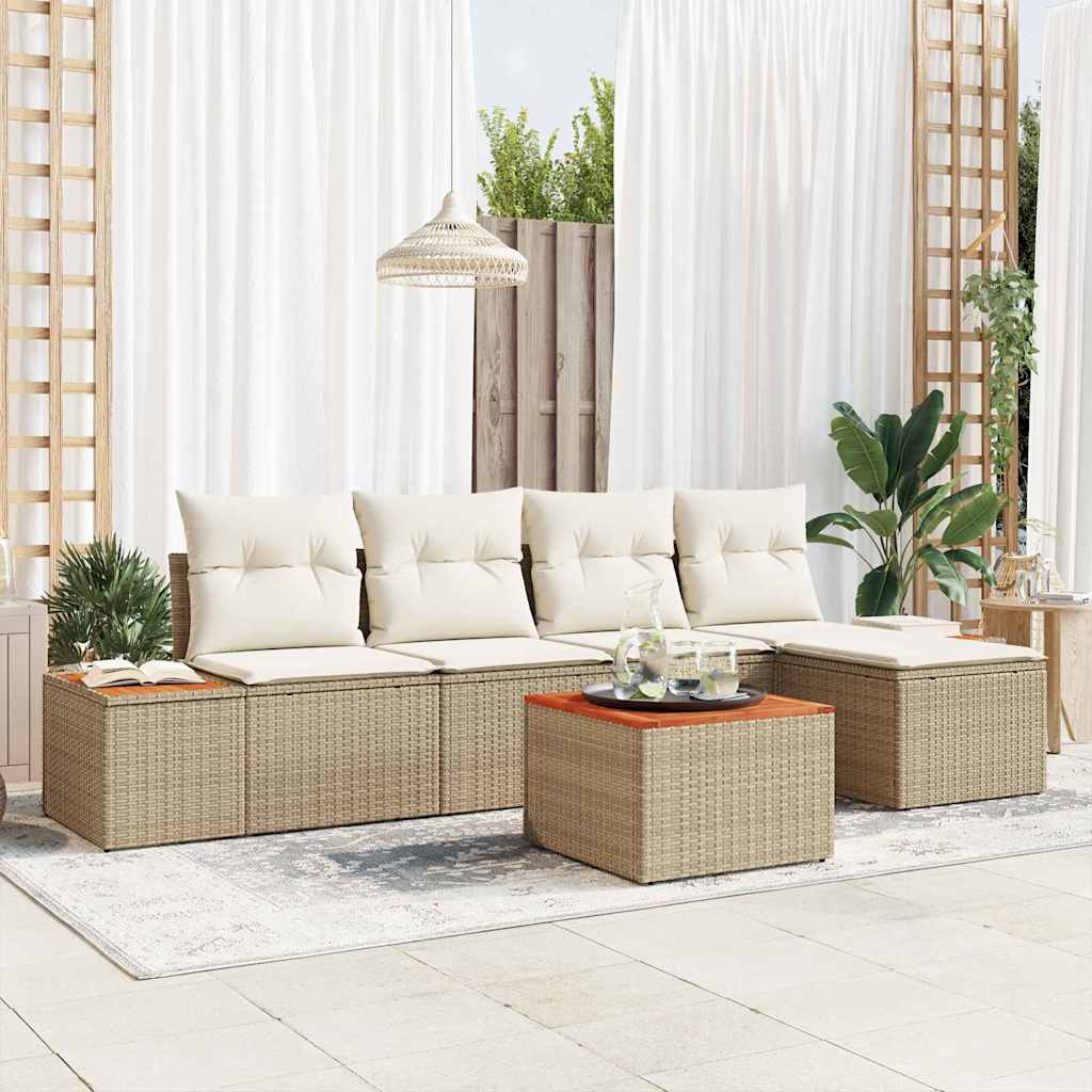 Tuinbankenset met kussen 6 pcs Beige Poly riet is nu te koop bij PeponiXL, paradijselijk wonen!