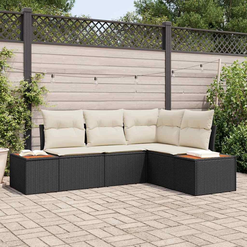 Tuinbankenset 5 st Zwart Poly riet is nu te koop bij PeponiXL, paradijselijk wonen!