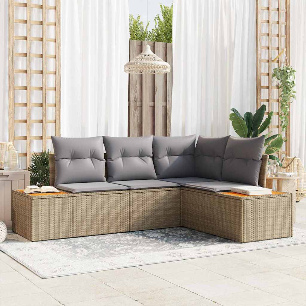 Tuinbankenset met kussen 5 pcs Lichtgrijs Poly riet is nu te koop bij PeponiXL, paradijselijk wonen!