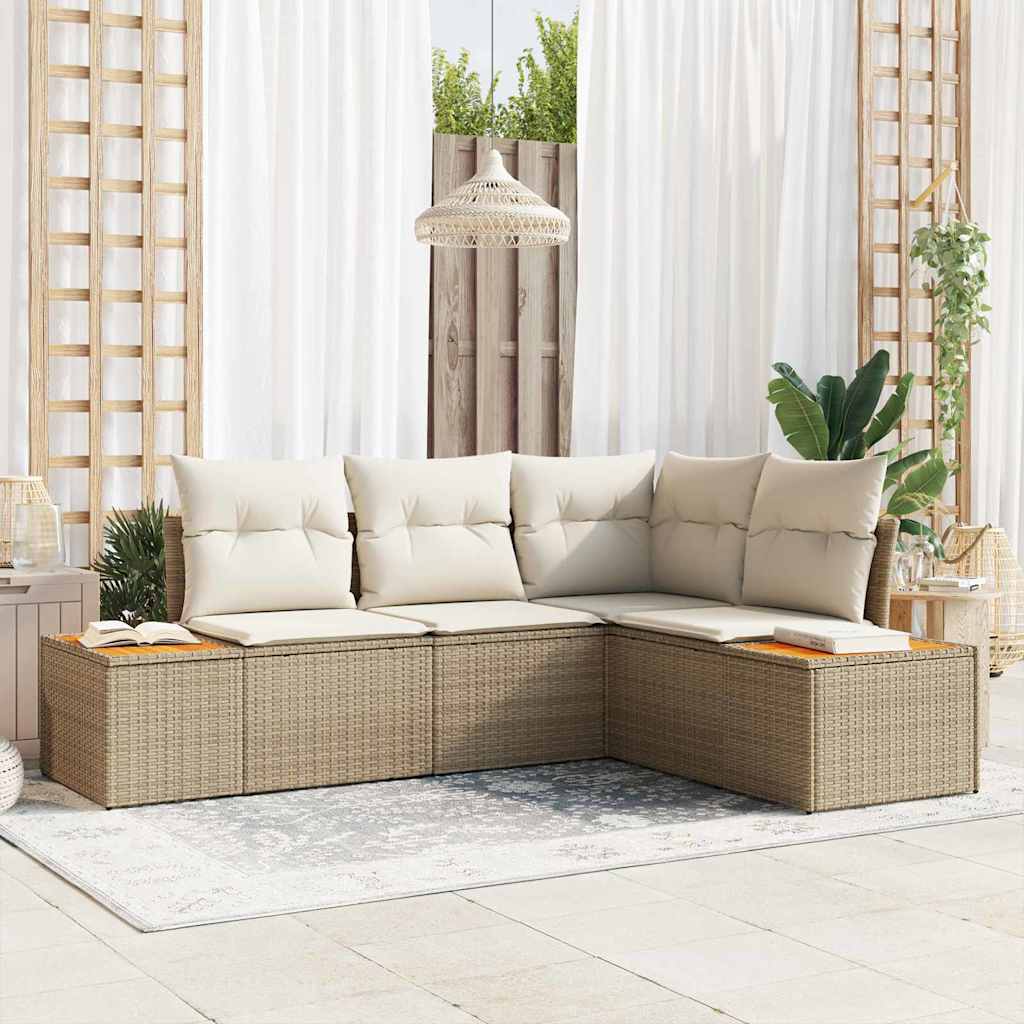Tuinbankenset met kussen 5 pcs Beige Poly riet is nu te koop bij PeponiXL, paradijselijk wonen!