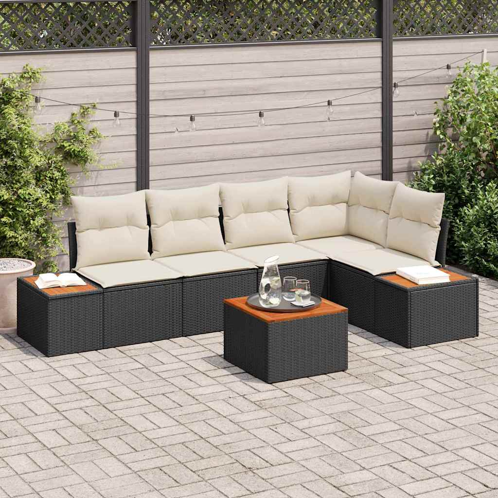 Tuinbankenset 6 st Zwart Poly riet is nu te koop bij PeponiXL, paradijselijk wonen!