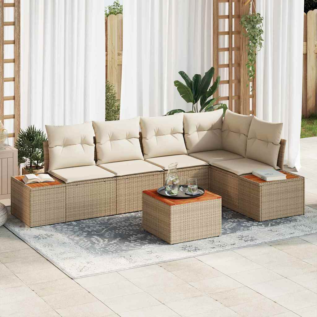 Tuinbankenset met kussen 6 pcs Beige Poly riet is nu te koop bij PeponiXL, paradijselijk wonen!