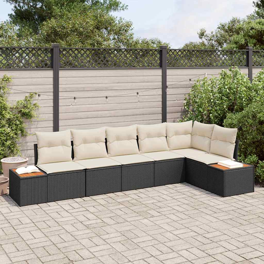 Tuinbankenset met kussen 6 pcs Zwart Poly riet is nu te koop bij PeponiXL, paradijselijk wonen!