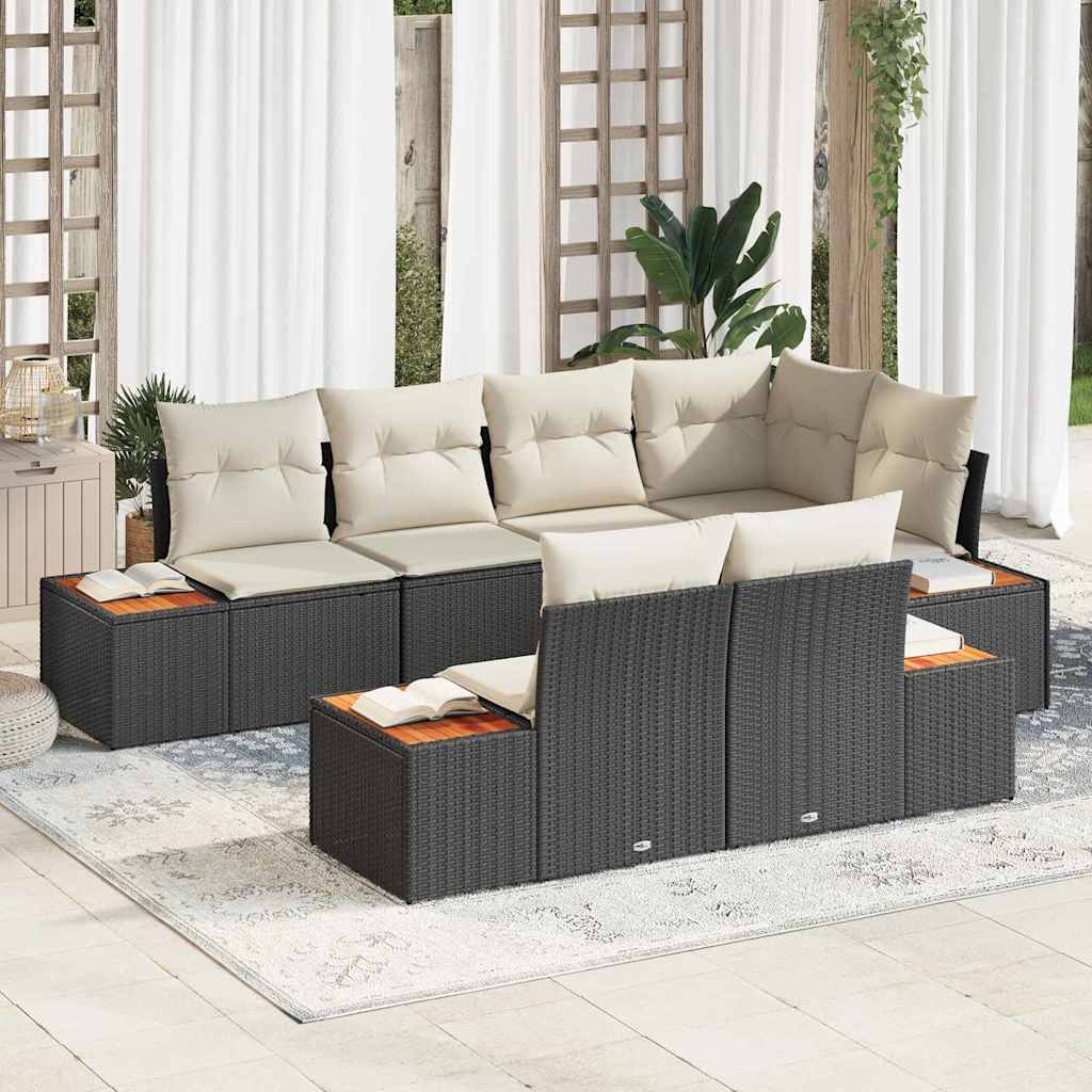 Tuin Sofa Set 7 st Zwart poly rattan is nu te koop bij PeponiXL, paradijselijk wonen!