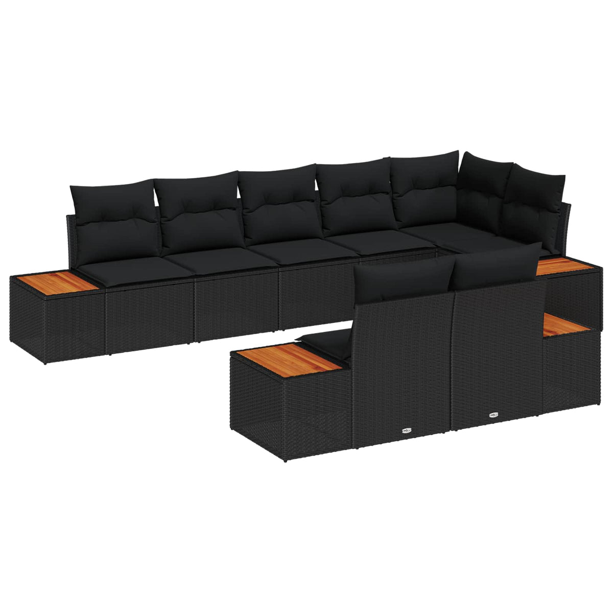Tuinbankenset met kussen 8 pcs Zwart Poly riet is nu te koop bij PeponiXL, paradijselijk wonen!