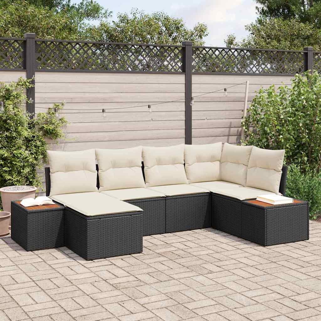 Tuin Sofa Set 6 st Zwart poly rattan is nu te koop bij PeponiXL, paradijselijk wonen!