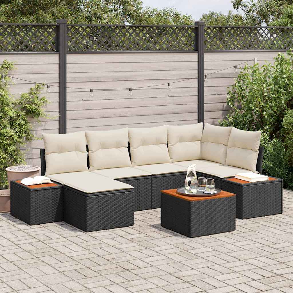 Tuin Sofa Set 7 st Zwart poly rattan is nu te koop bij PeponiXL, paradijselijk wonen!