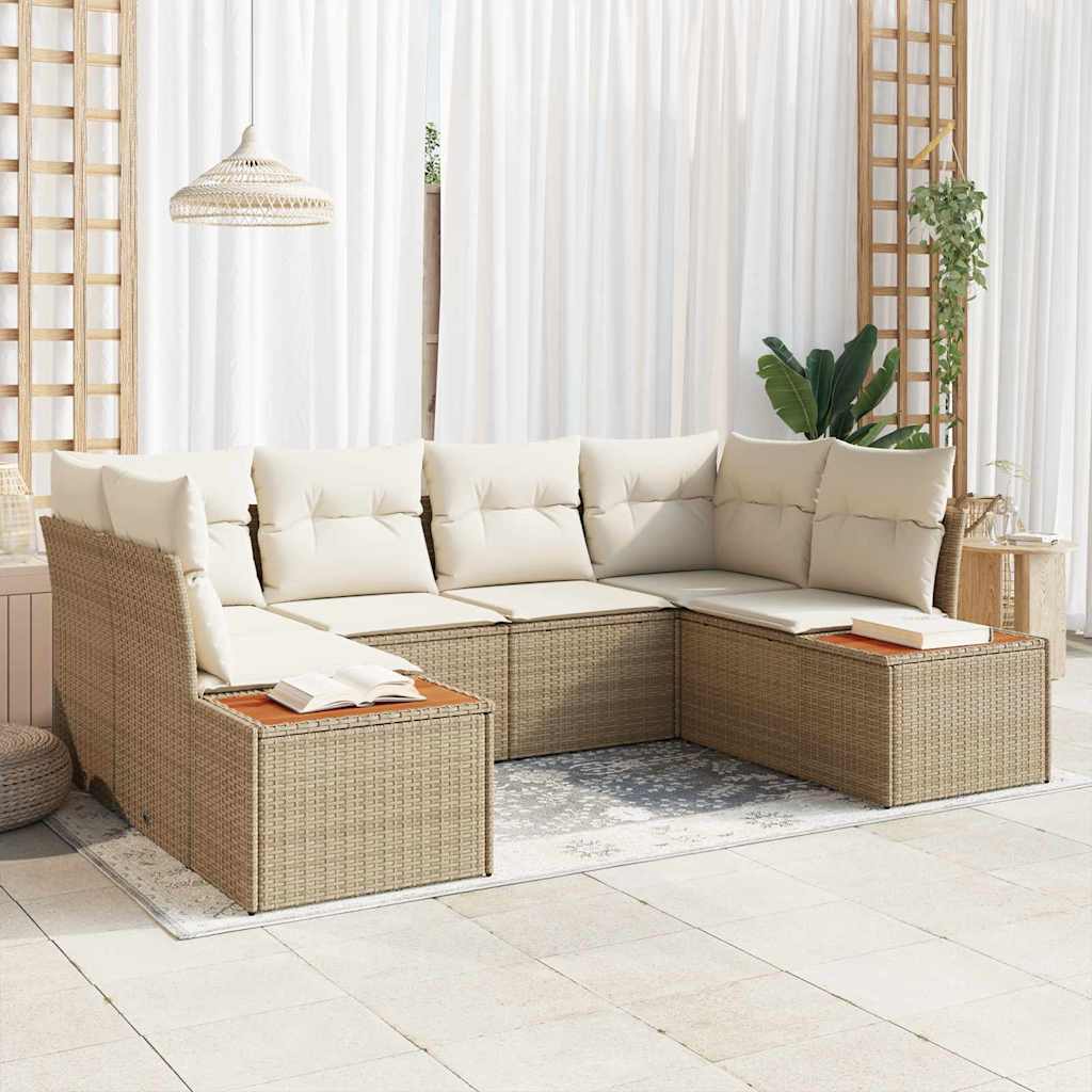 Tuin Sofa Set met kussen 6 pcs Beige poly rattan is nu te koop bij PeponiXL, paradijselijk wonen!