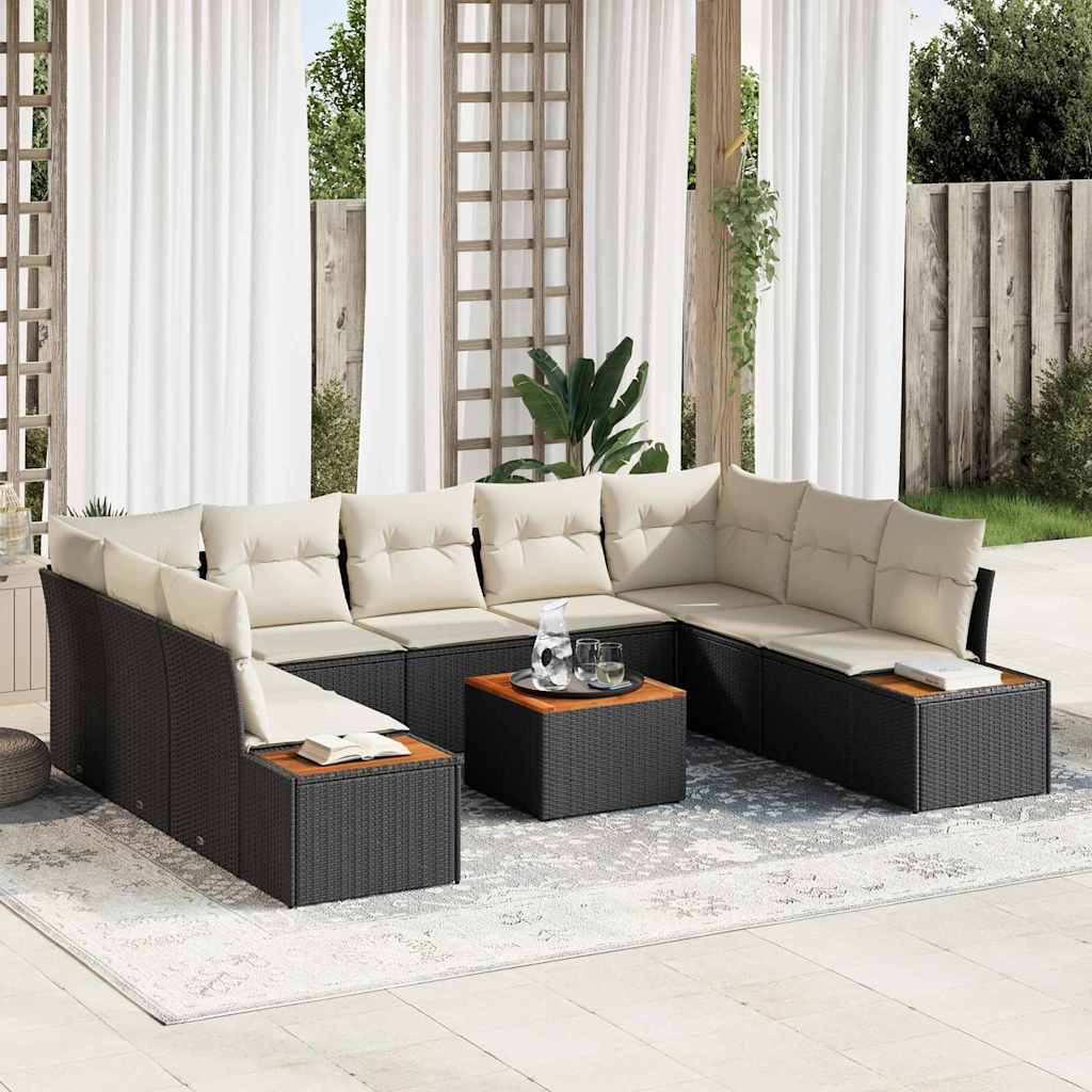 Tuinbankenset met kussen 10 pcs Zwart Poly riet is nu te koop bij PeponiXL, paradijselijk wonen!