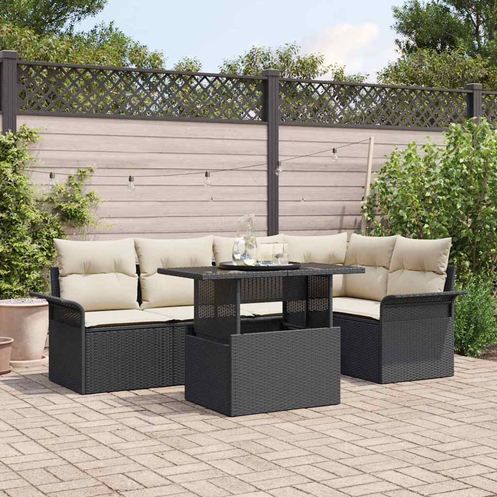 Tuin Sofa Set 6 st Zwart poly rattan is nu te koop bij PeponiXL, paradijselijk wonen!