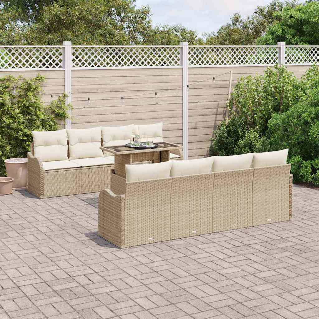 Tuin Sofa Set met kussen 7 pcs Beige poly rattan is nu te koop bij PeponiXL, paradijselijk wonen!