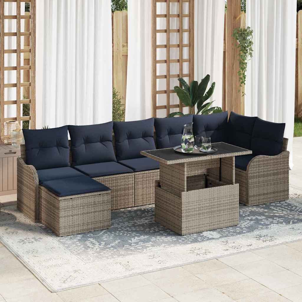 Tuin Sofa Set 8 st Grijs Poly riet is nu te koop bij PeponiXL, paradijselijk wonen!