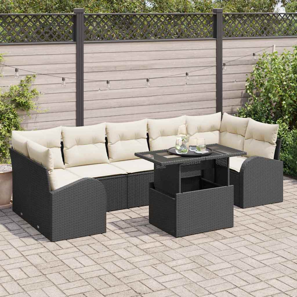 Tuin Sofa Set 8 st Zwart poly rattan is nu te koop bij PeponiXL, paradijselijk wonen!