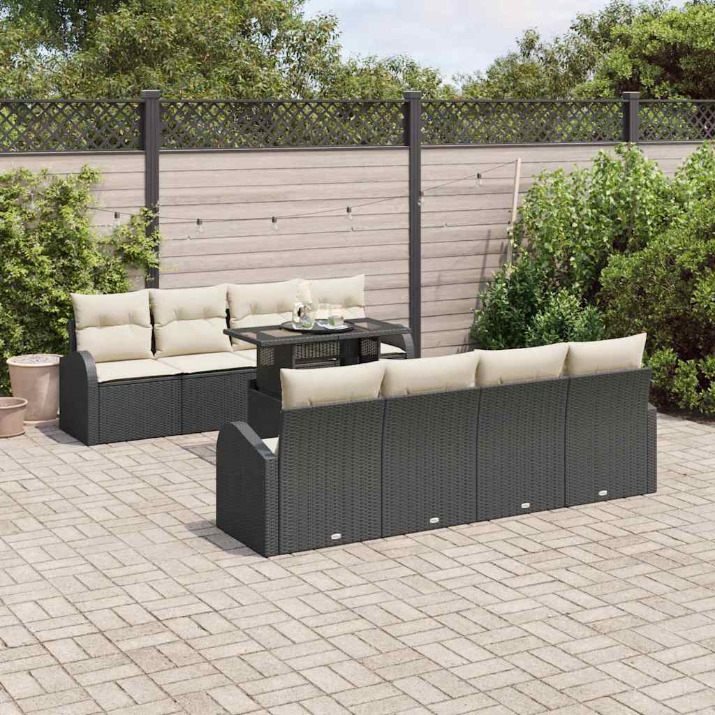Tuin Sofa Set met kussen 7 pcs Zwart Poly riet is nu te koop bij PeponiXL, paradijselijk wonen!