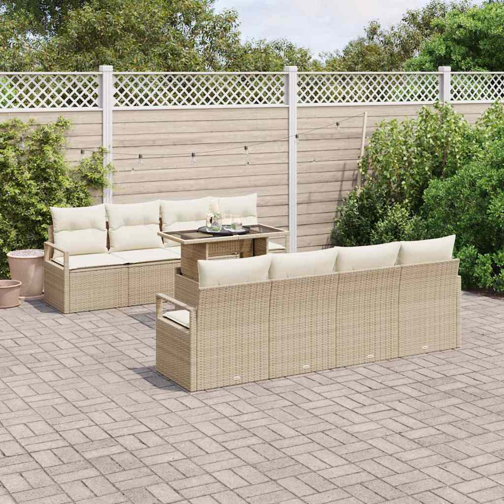 Tuin Sofa Set met kussen 7 pcs Beige en Crème poly rattan is nu te koop bij PeponiXL, paradijselijk wonen!