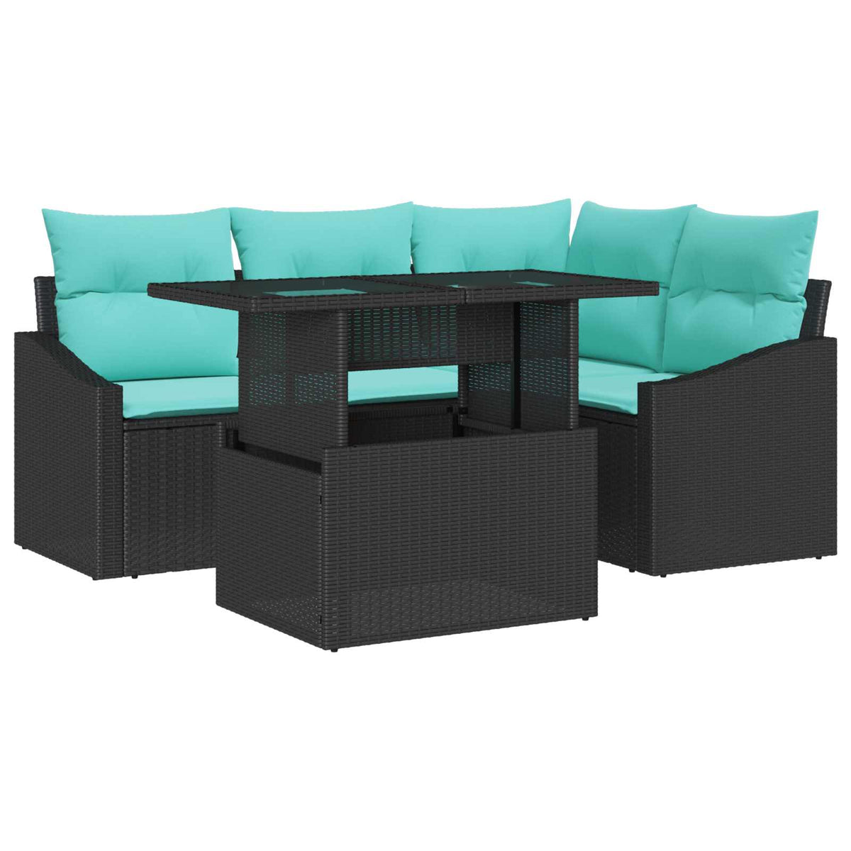 Tuin Sofa Set 6 st Zwart en Crème poly rattan is nu te koop bij PeponiXL, paradijselijk wonen!