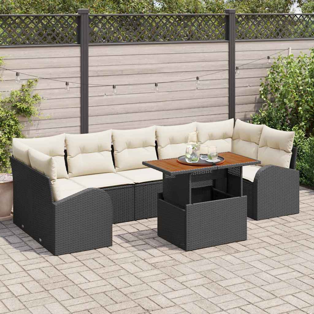 Tuin Sofa Set 8 st Zwart en crème is nu te koop bij PeponiXL, paradijselijk wonen!