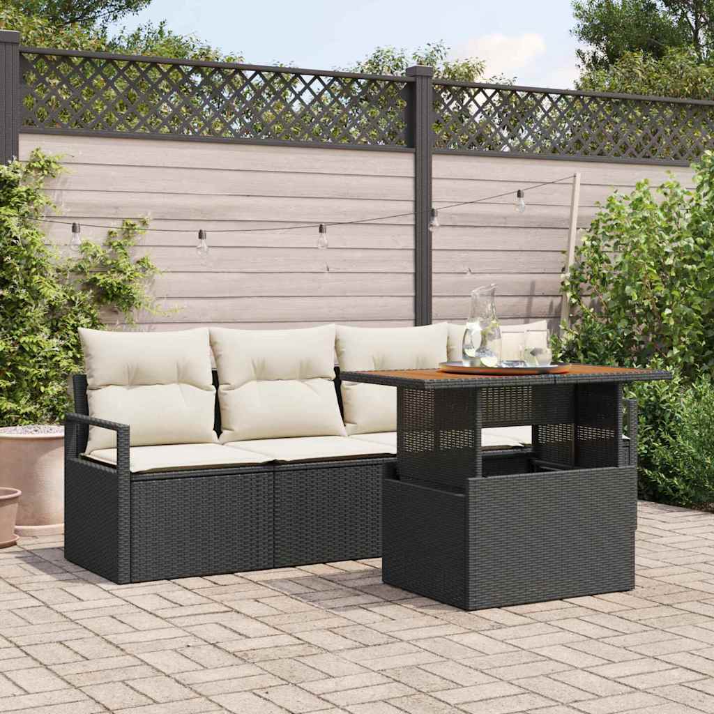 Tuin Sofa Set met kussen 5 pcs Zwart en crème is nu te koop bij PeponiXL, paradijselijk wonen!