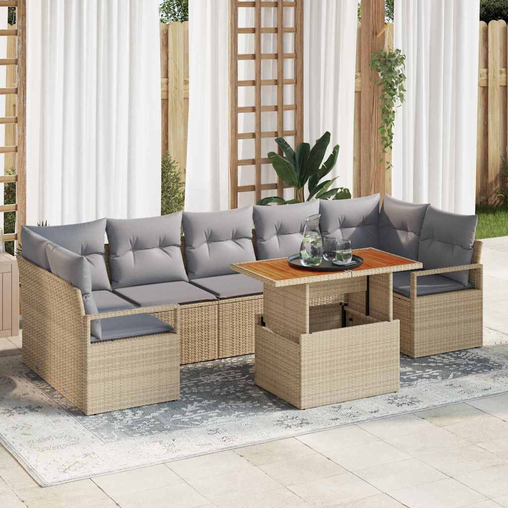 Tuin Sofa Set met kussen 8 pcs Beige en Grijs is nu te koop bij PeponiXL, paradijselijk wonen!