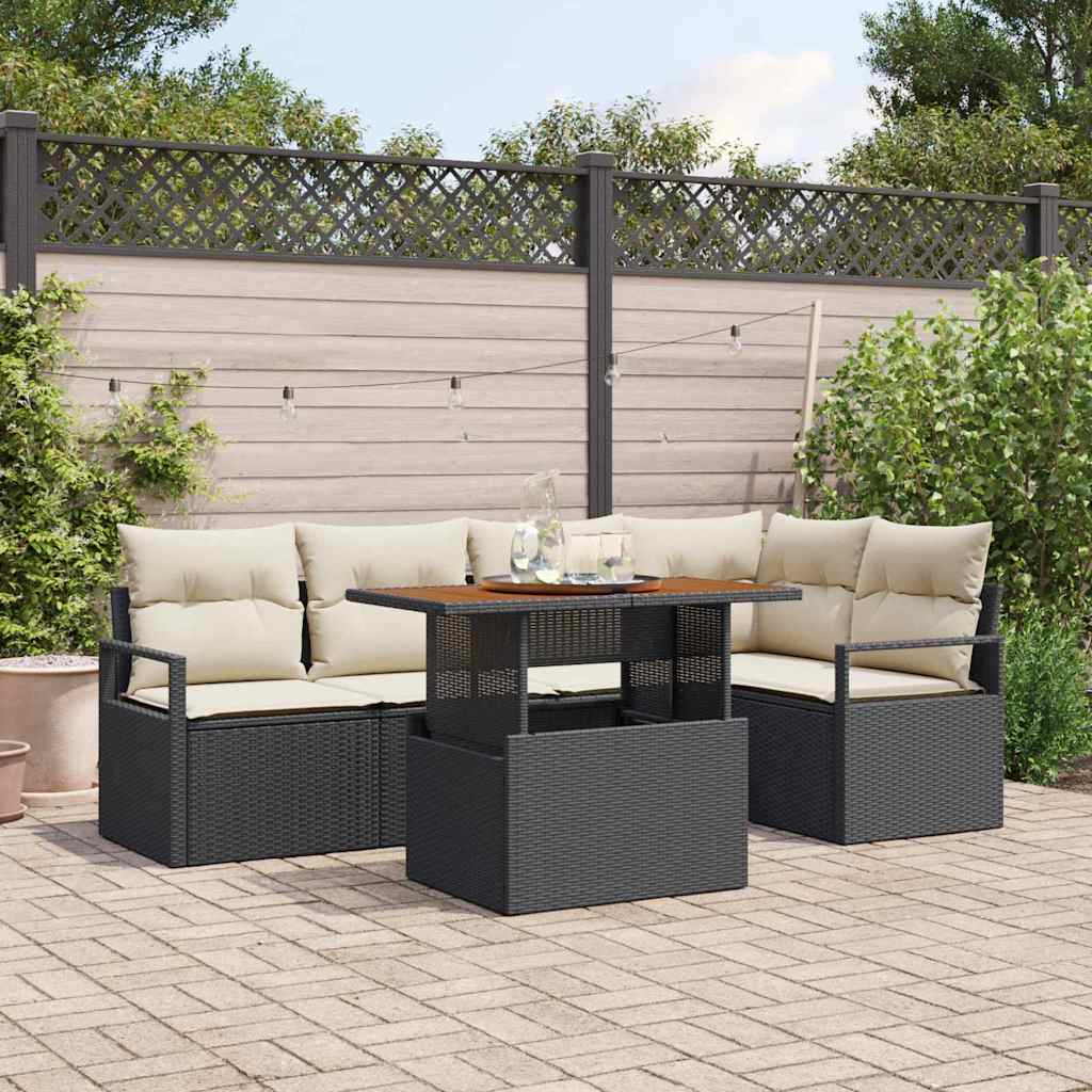 Tuinbankenset 6 st 5-Aantal zitplaatsen Zwart en Crème is nu te koop bij PeponiXL, paradijselijk wonen!