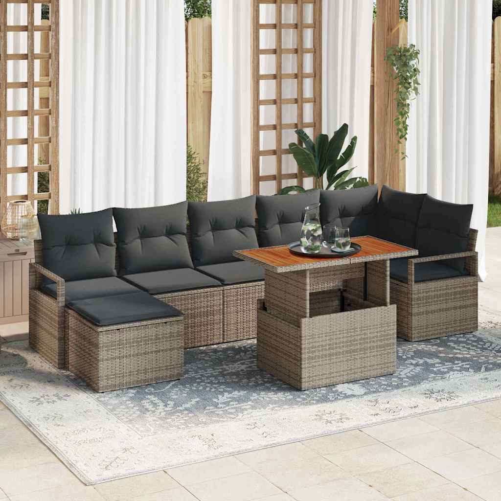 Tuin Eetset met kussen 8 pcs Grijs en Bruin is nu te koop bij PeponiXL, paradijselijk wonen!