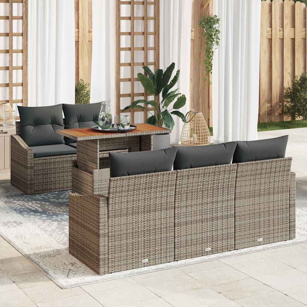 Tuin Eetset met kussen 6 pcs Grijs en Bruin is nu te koop bij PeponiXL, paradijselijk wonen!