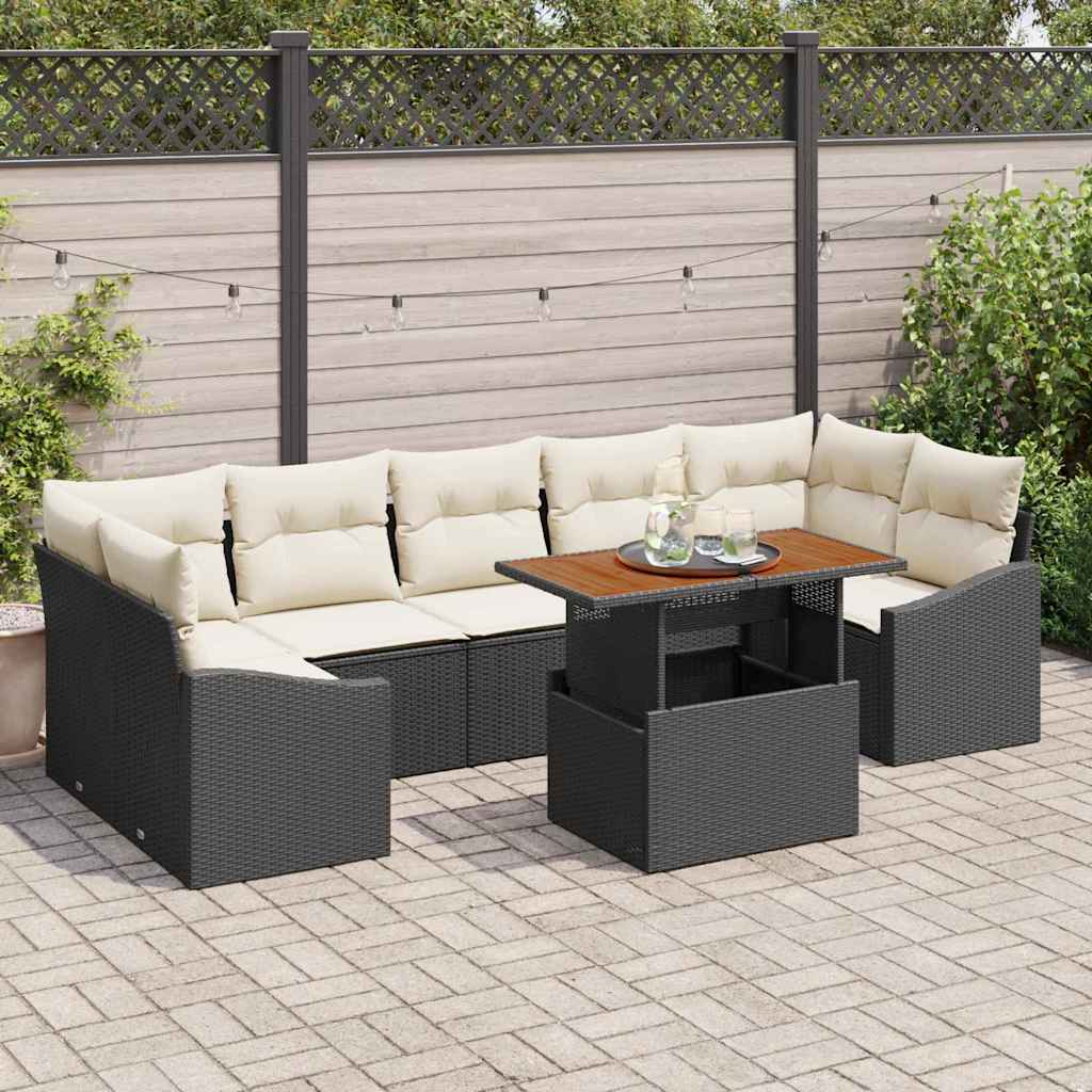 Tuinbankenset 8 st Zwart en Crème is nu te koop bij PeponiXL, paradijselijk wonen!