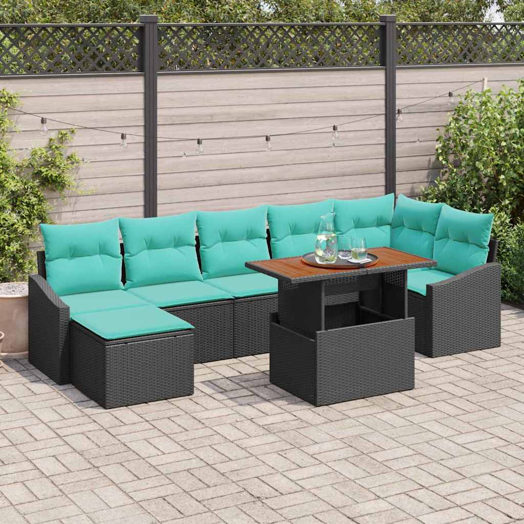 Tuinbankenset 8 pcs Zwart en Teal is nu te koop bij PeponiXL, paradijselijk wonen!