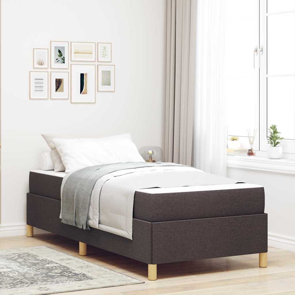 Bedframe met matras Donkerbruin 100 x 200 cm Stof is nu te koop bij PeponiXL, paradijselijk wonen!