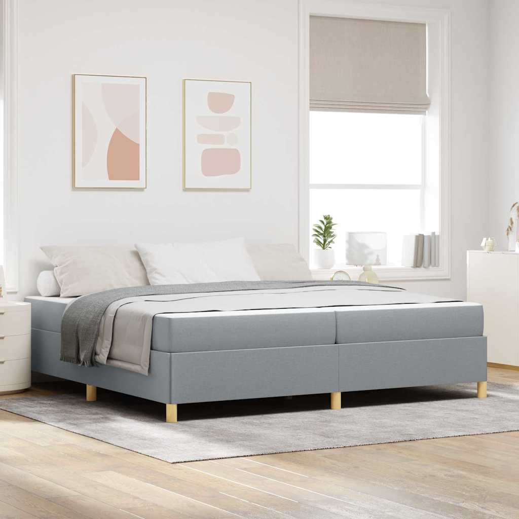 Bedframe met matras Lichtgrijs 200 x 200 cm Stof is nu te koop bij PeponiXL, paradijselijk wonen!